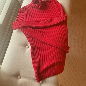 SUNDANCE stretchy red turtleneck sweater LARGE